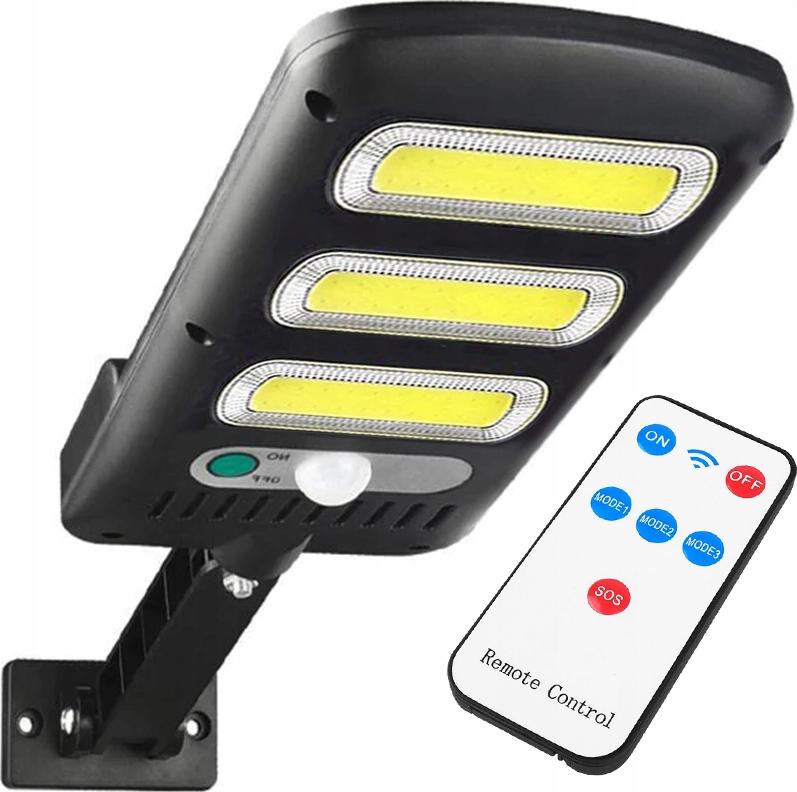 Kinkiet LTC Lampa solarna LTC 3 x LED COB 24 W, 1800 lm, czujnik ruchu i zmierzchu, akumulator 1800 mAh, pilot.