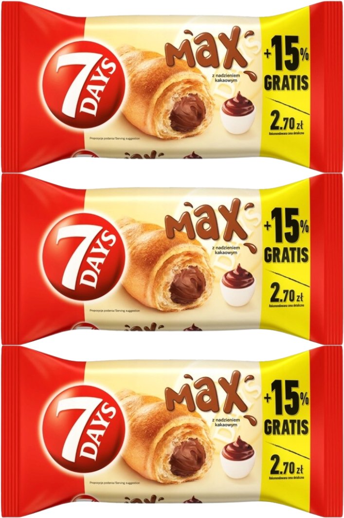 7 Days Max Croissant z nadzieniem kakaowym 110 g x 3 sztuk