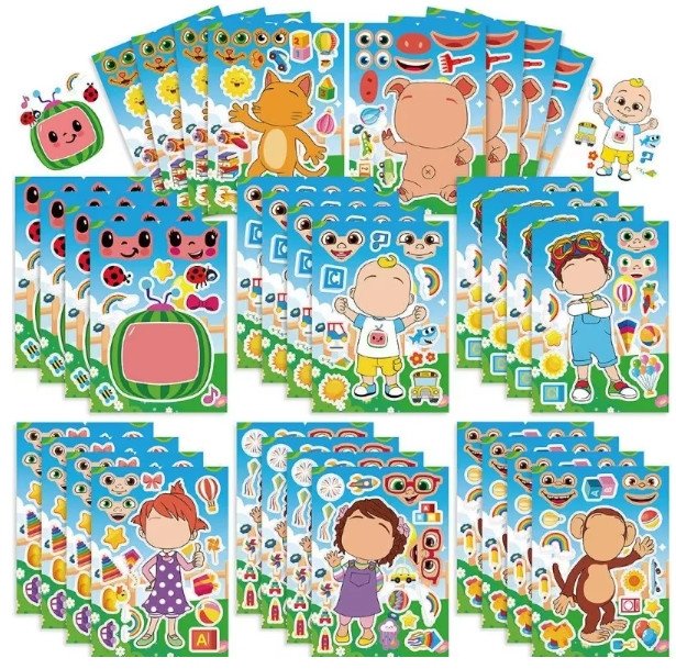 Wyklejanka manualna dla dzieci Cocomelon Naklejka Naklejki 16 szt