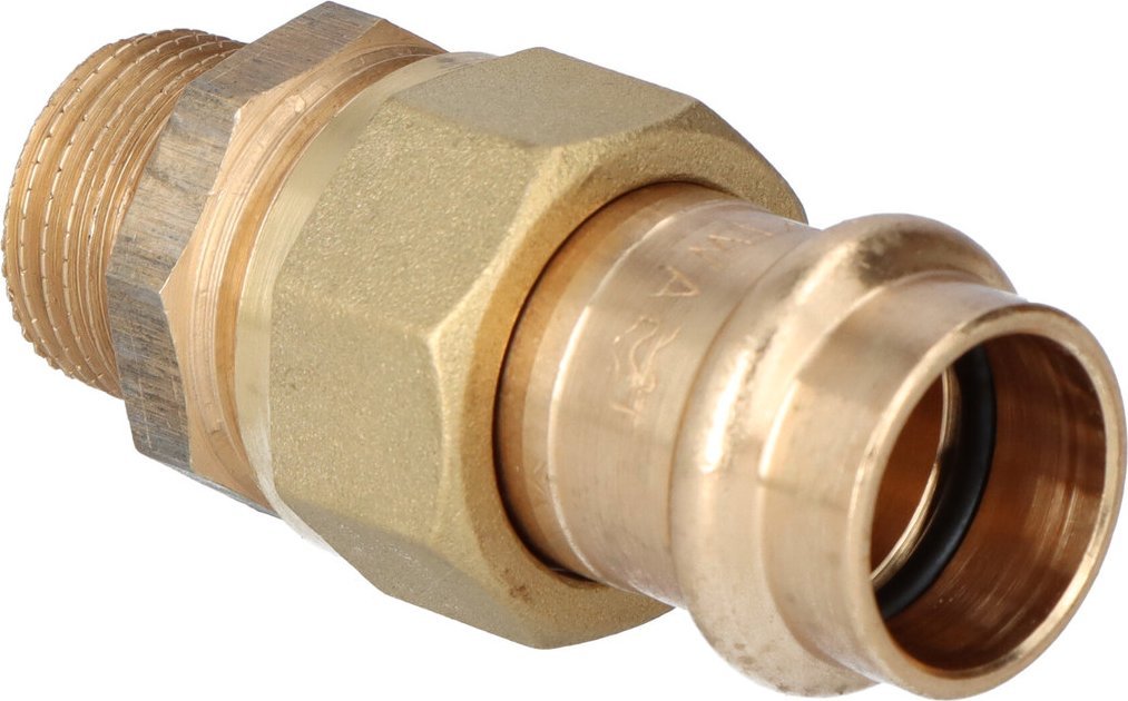 Conex Śrubunek z uszczelnieniem płaskim i gwintem zewnętrznym, 18x1/2 brąz B Press