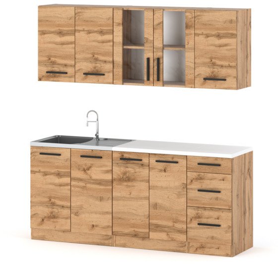 Meble Kuchenne Drewniane Z Blatem Zestaw Rest 2.0m Nowoczesne Dąb Wotan