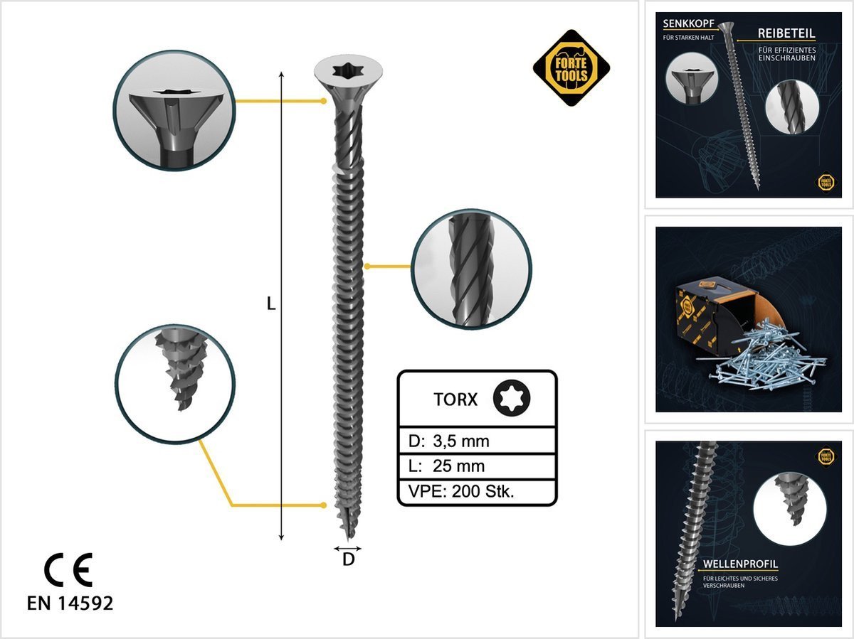CHIPBOARD SCR T15 3.5X25 WHITE ZN(200)