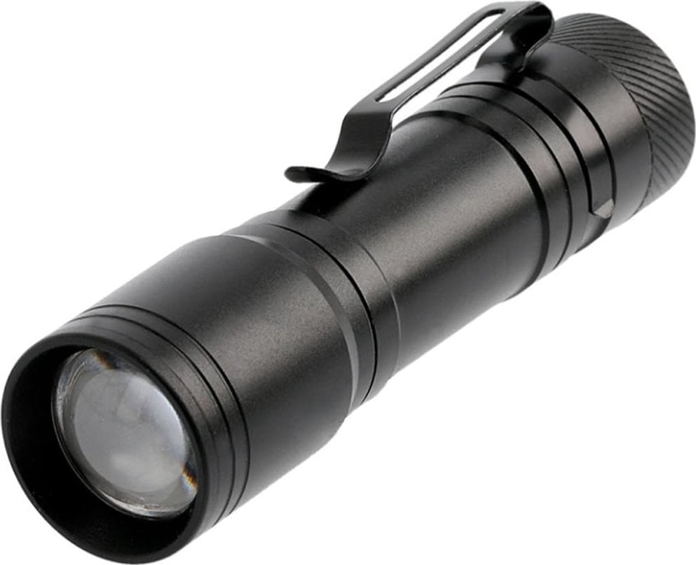 Latarka GTV Latarka LED na baterie 1xAA, 3W, 200lm, 6400K, 250m, IP44, czarna