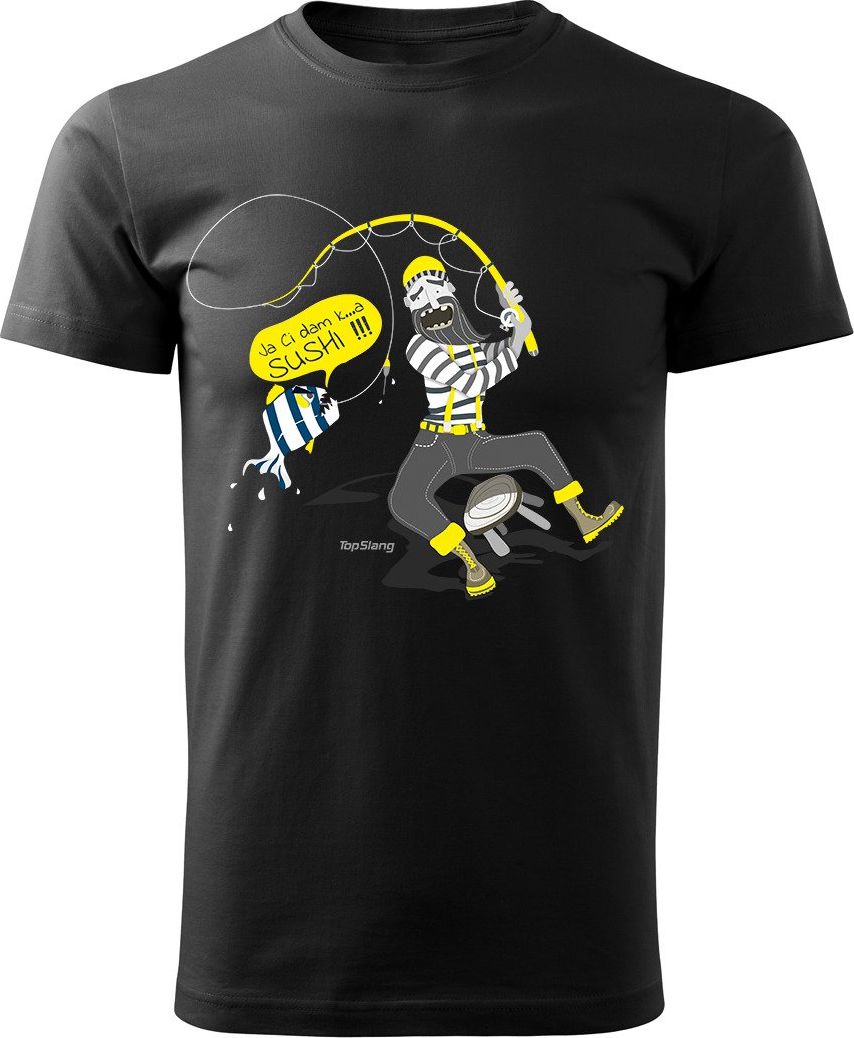 Topslang Koszulka z wędkarzem Sushi męska czarna REGULAR M