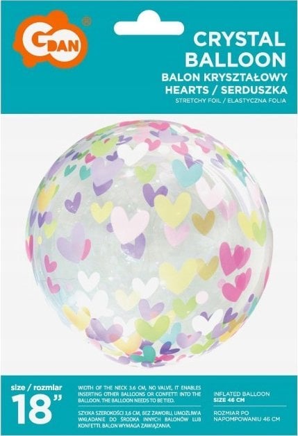 Balon 18" kryształowy serduszka KR-18TS 47391