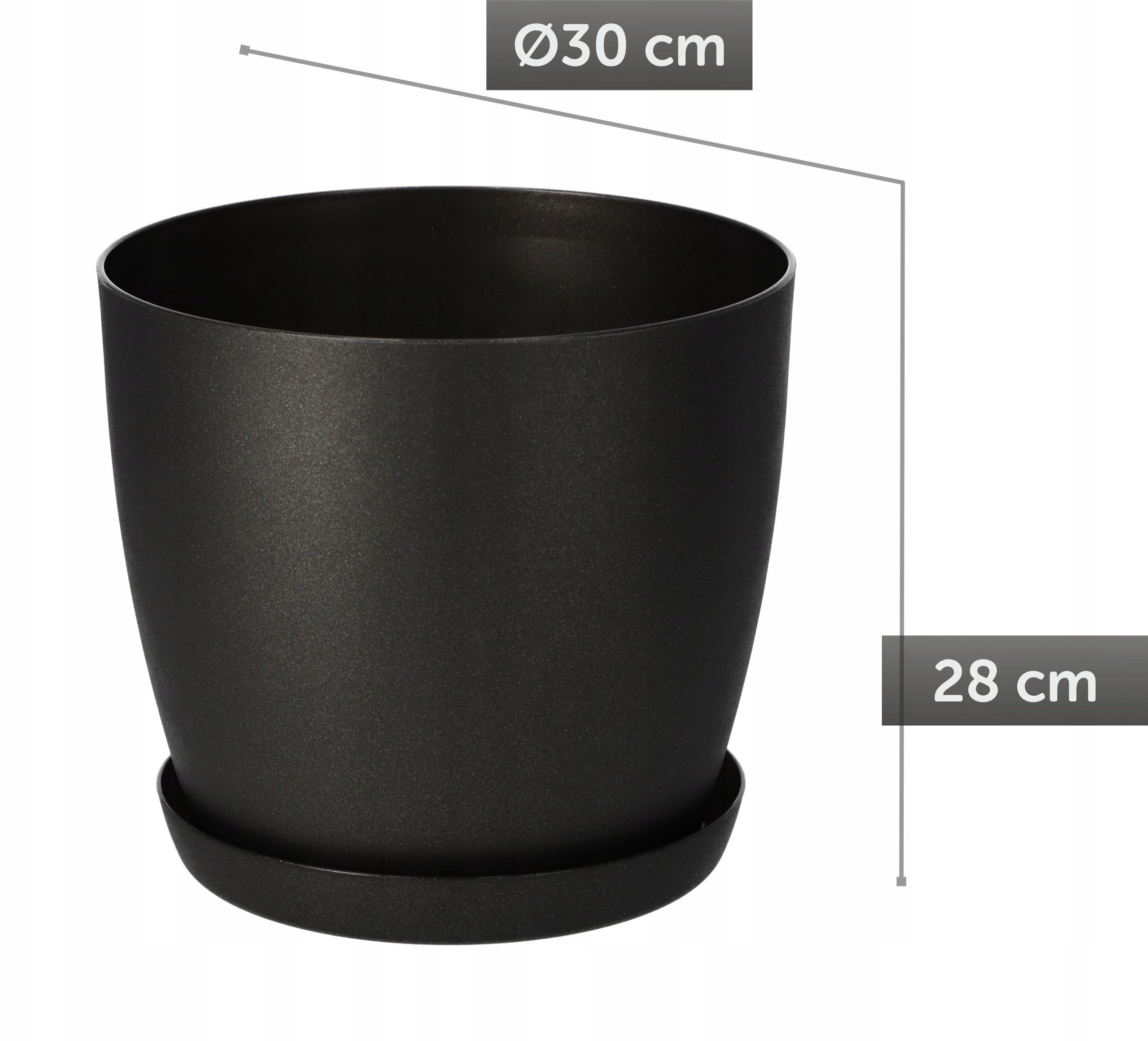 KADAX Doniczka Osłonka Donica 30cm Na Kwiaty Z Podstawką Grafitowa Do Salonu