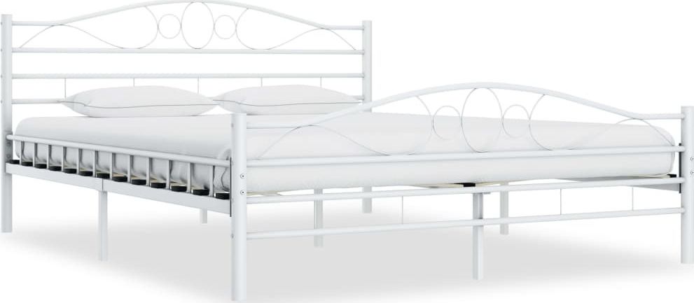 vidaXL Rama łóżka, biała, metalowa, 200 x 200 cm