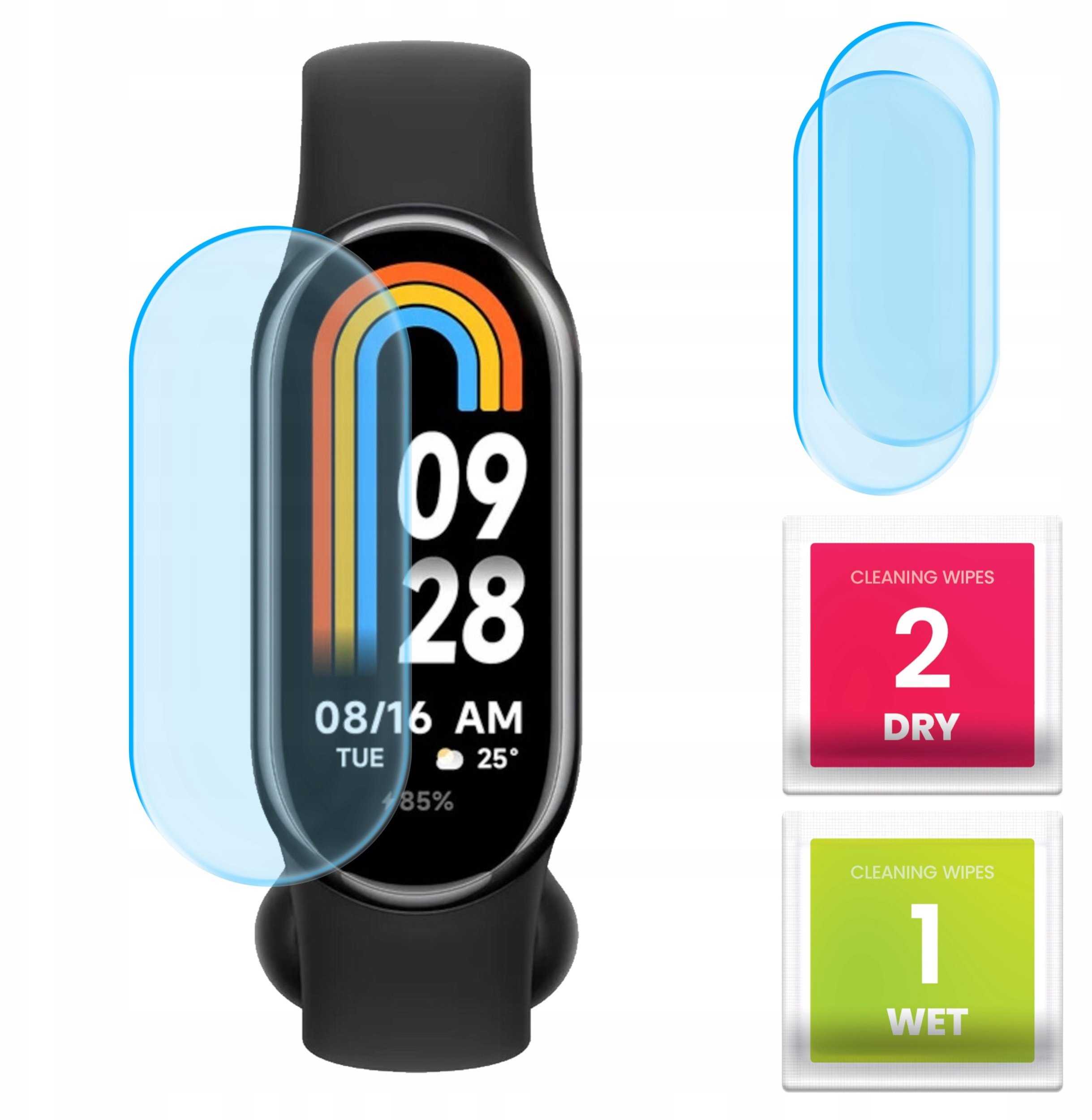 2-PAK Szkło Hybrydowe do Mi Smart Band 8 (Szkiełko, Ochronne, Odporne, 9H)