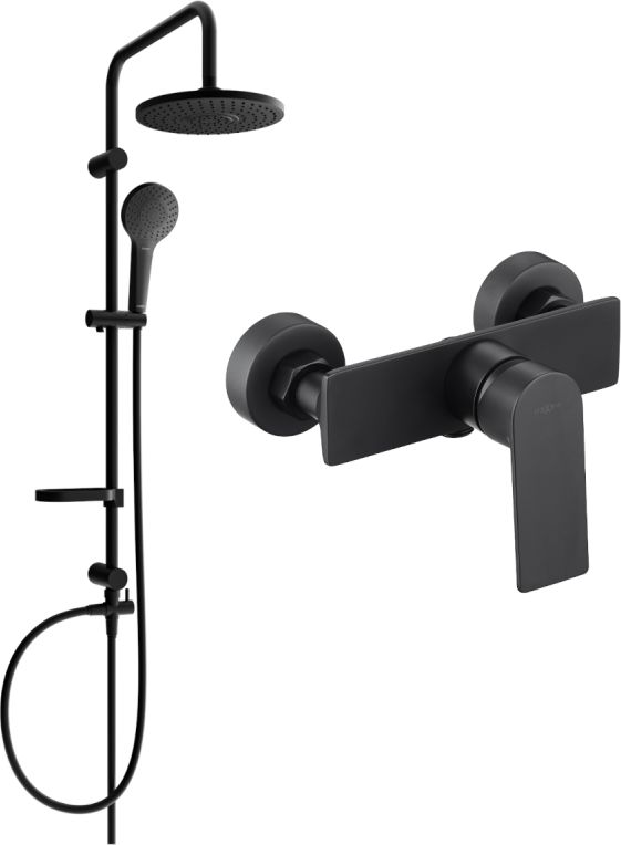 Zestaw prysznicowy Mexen Mexen Erik zestaw prysznicowy natynkowy z deszczownicą i baterią prysznicową Alexa, czarny - 71240205-70