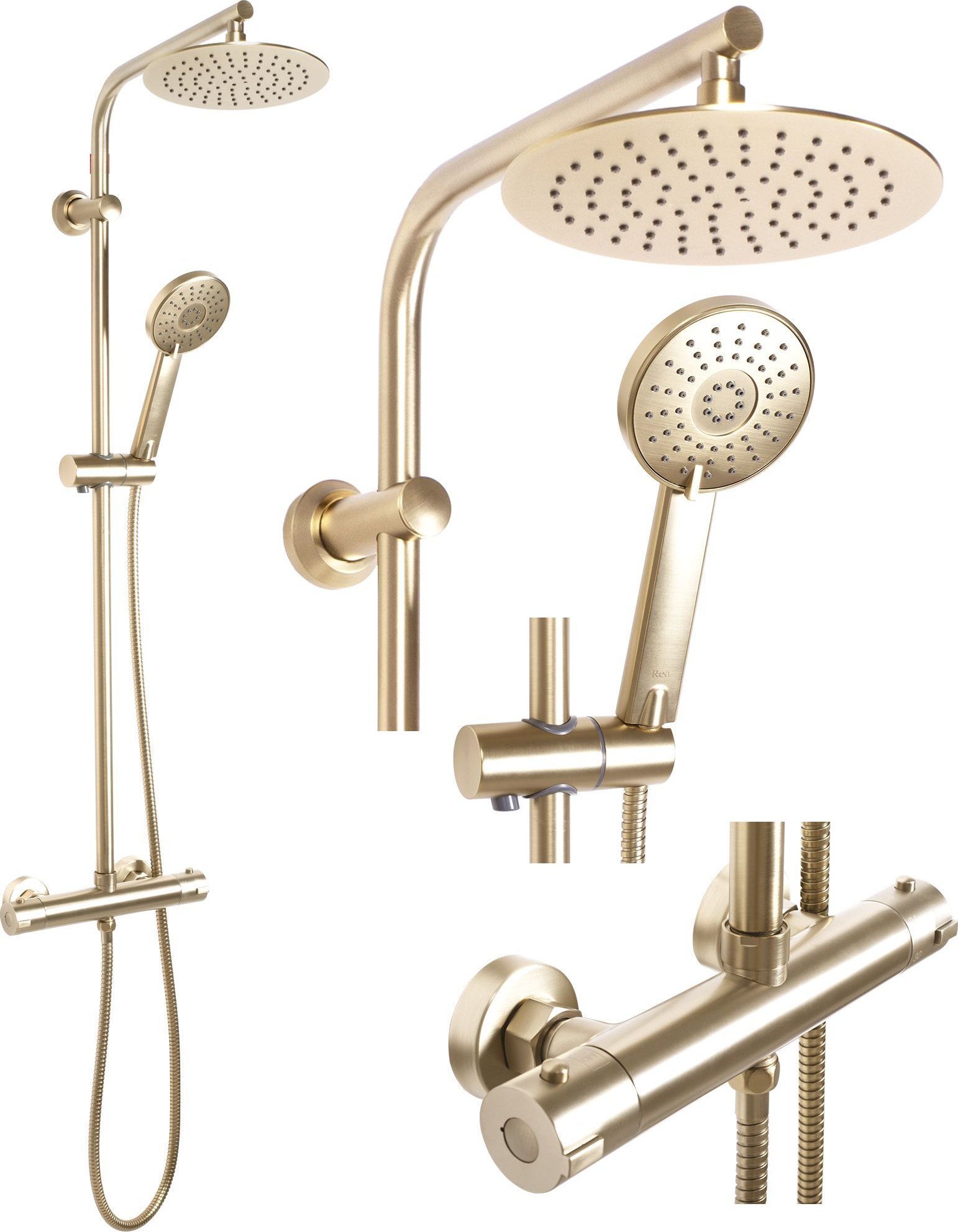 Zestaw prysznicowy Rea Zestaw Prysznicowy REA Bliss złoty szczotkowany termostat