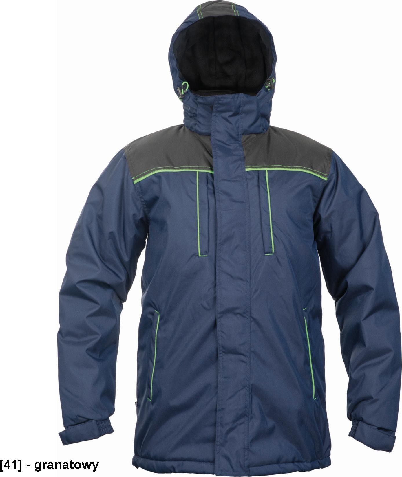 CERVA CREMORNE parka - męska zimowa parka, stały kaptur, przedłużony tył, 100% poliester - granatowy XL