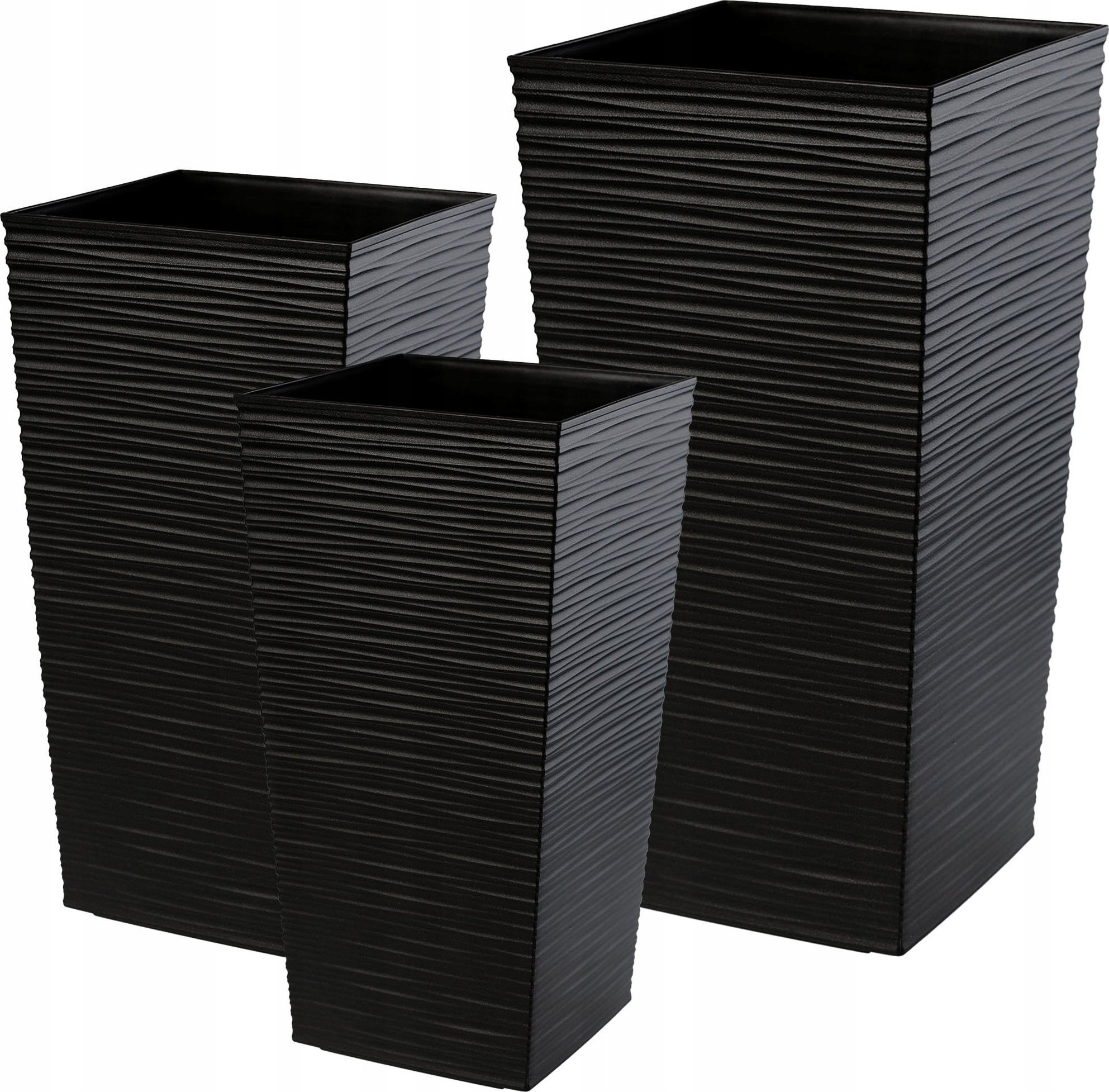 Kadax Zestaw 3x Doniczka Donica Wkład Czarny Dłuto Duża