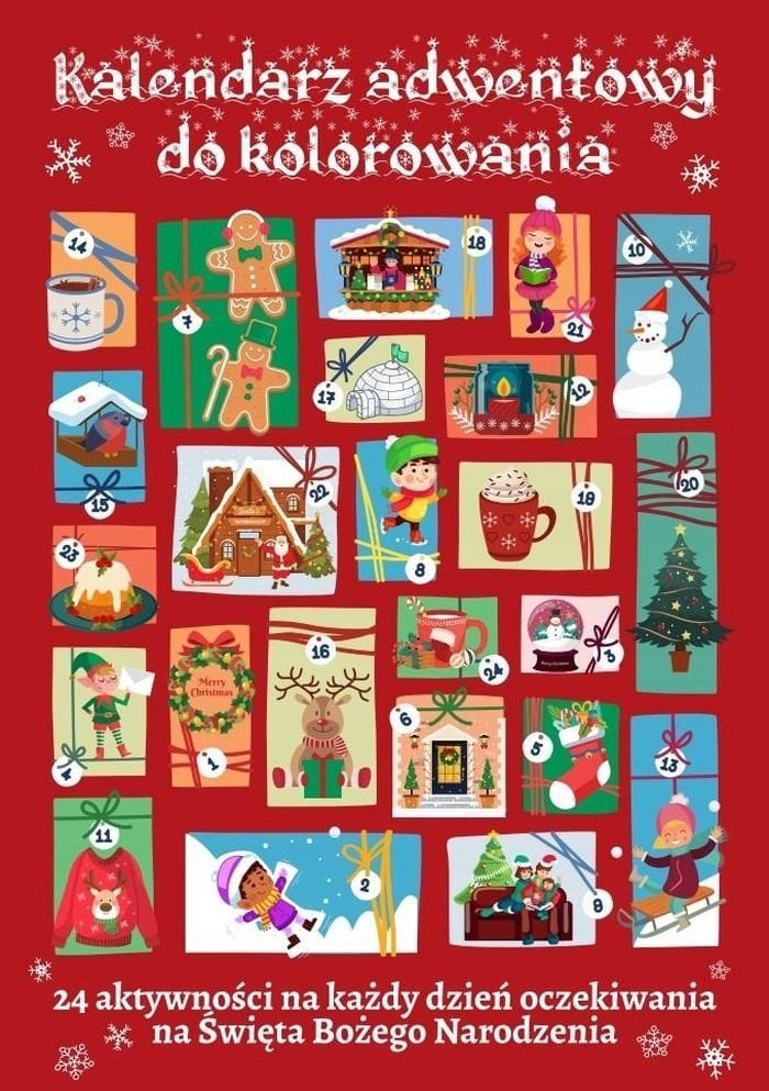 Kalendarz adwentowy Kalendarz adwentowy do kolorowania