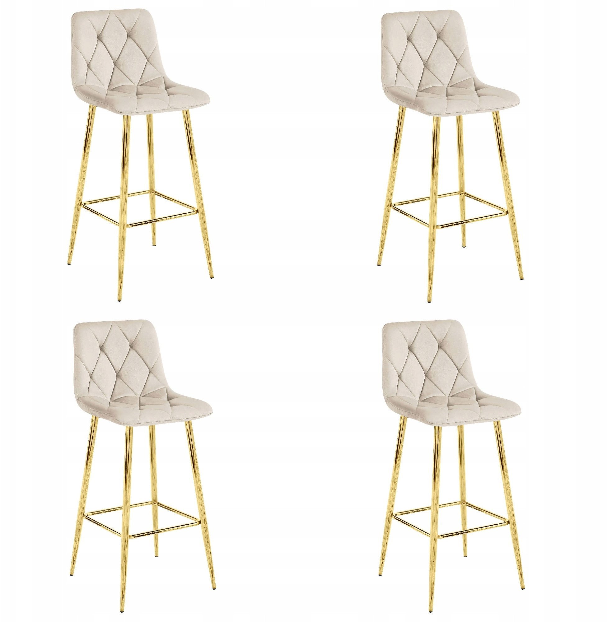 Hoker NADO - aksamit beż / nogi ZŁOTE x 4