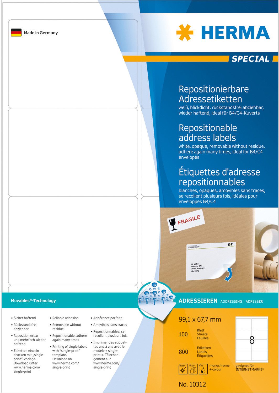 Herma Etykiety adresowe 800 sztuk (10312)