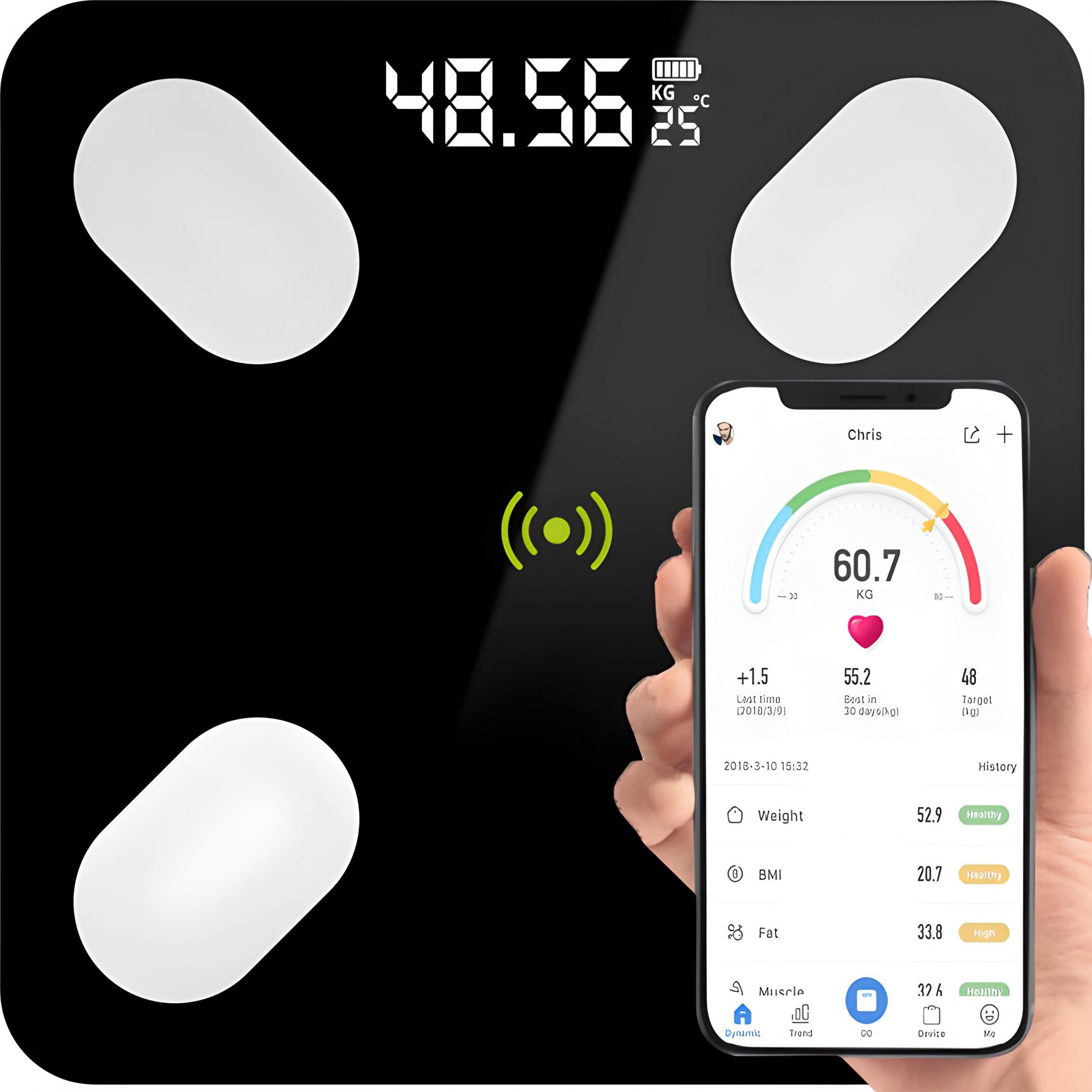 Waga łazienkowa Retoo Inteligentna waga łazienkowa Bluetooth analityczna