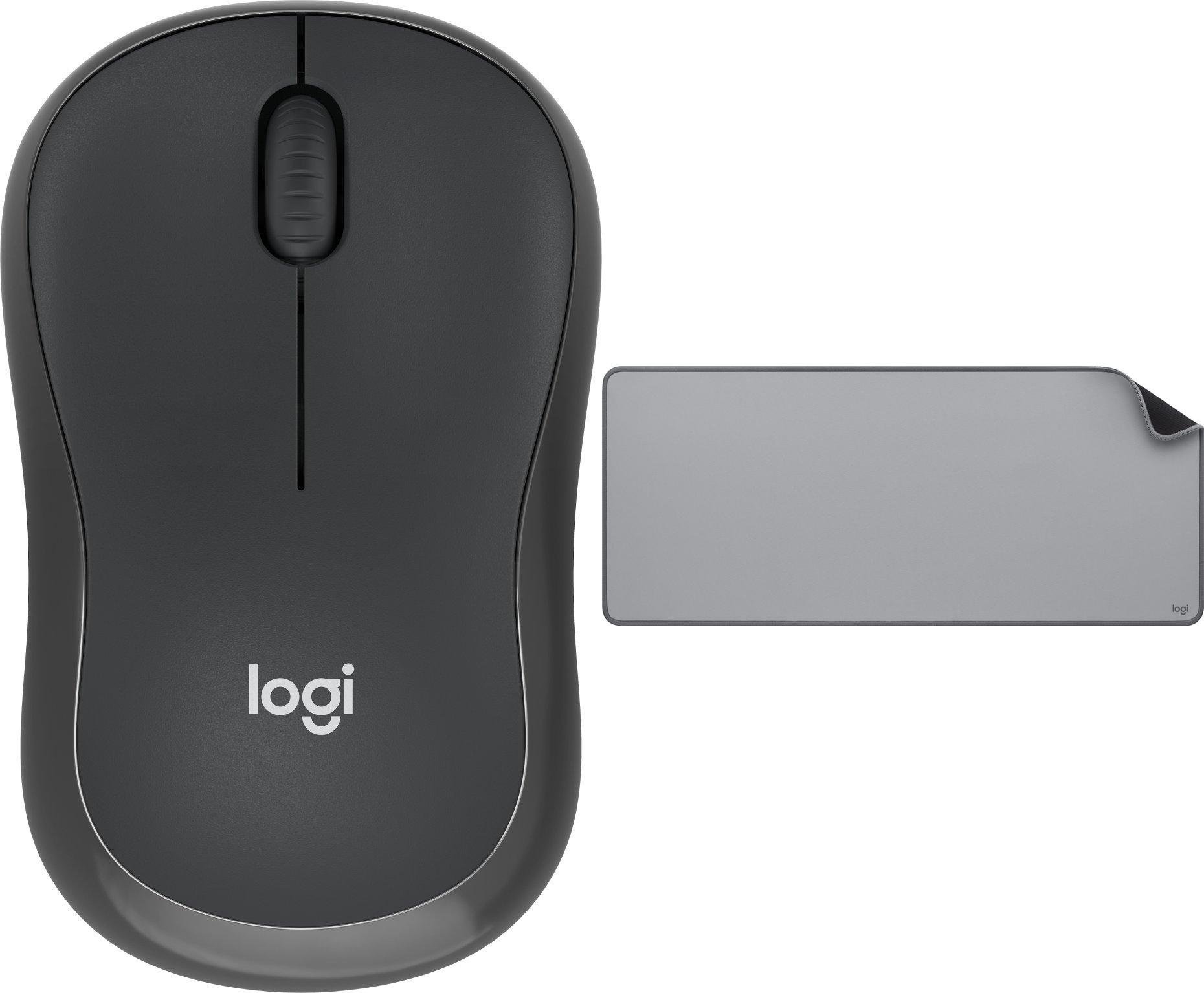 Mysz Logitech M240 Silent czarna (910-007119) + Studio Series - MID GREY (956-000052)