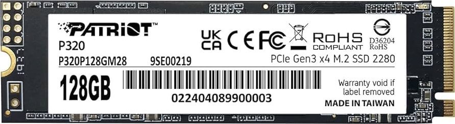 Dysk SSD Patriot P320 128GB M.2 2280 PCI-E x4 Gen3 NVMe (P320P128GM28)