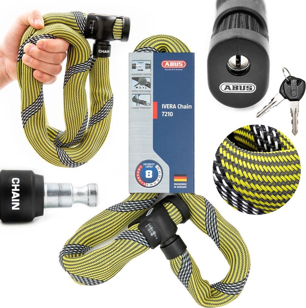 Łańcuch Abus Ivera 7210/85, żółty (racing yellow) 85 cm, klucz