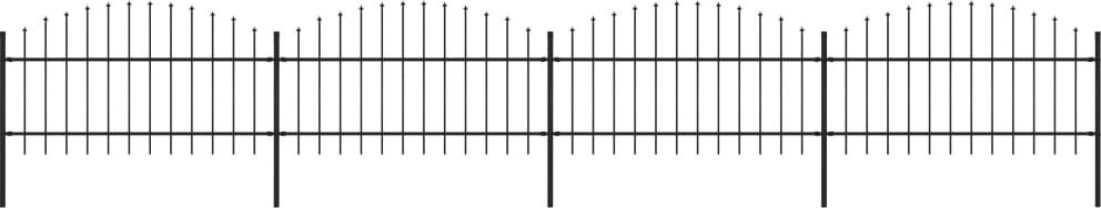 vidaXL Panele ogrodzeniowe z grotami, stal, (1-1,25) x 6,8 m, czarne