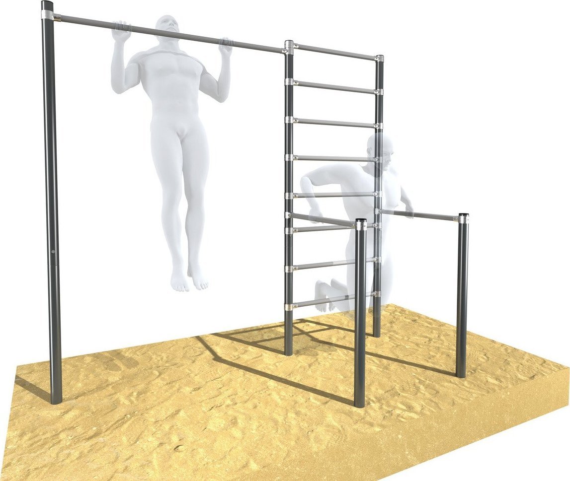 UnderFit Drążek ogrodowy do podciągania z poręczami i drabinką OCYNK Street workout UNDERFIT UF9882