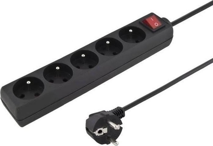 Konnoc DX-5FS 5m pětizásuvka s vypínačem ČERNÁ