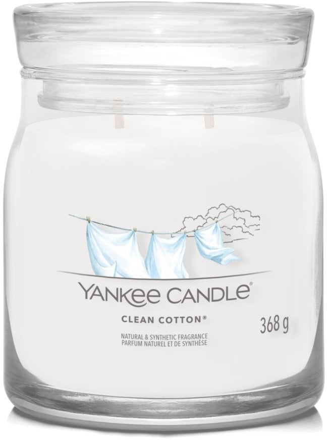 Yankee Candle Clean Cotton, Cylinder, White, Cotton blossom, Lemon, White flower, 50 h, 1 pc(s)