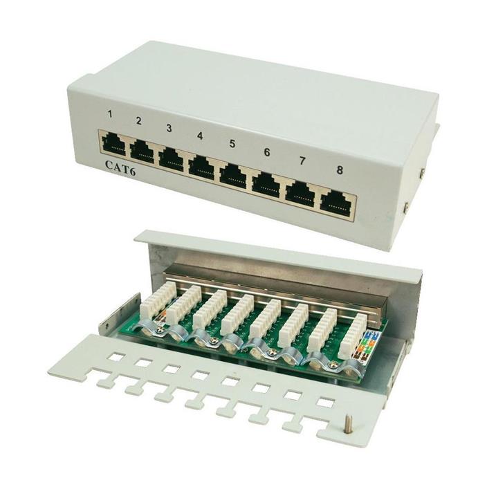 LogiLink Patchpanel CAT6, 8-portowy, ekranowany, szary (NP0016A)