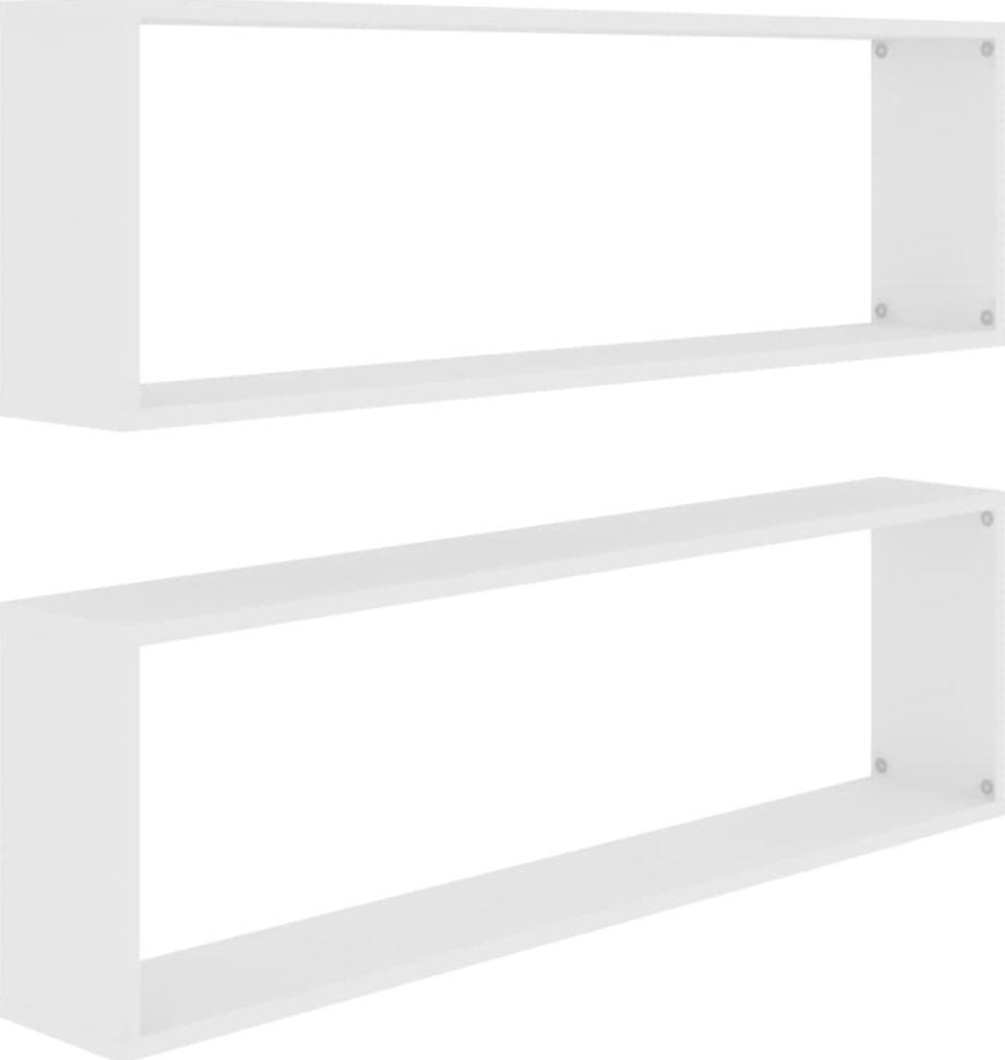 vidaXL Półki ścienne kostki, 2 szt., białe, 100x15x30 cm, płyta