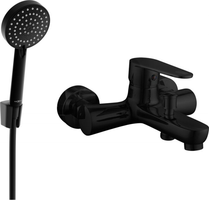 Bateria wannowa Mexen Mexen Kama R75 bateria wannowa z zestawem prysznicowym, czarna - 7253R75-70
