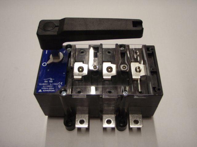 Apator Rozłącznik izolacyjny z napędem niezależnym 3-biegunowy rączka na wałku RA160 P3/R 690V 160A Ui:1000V
