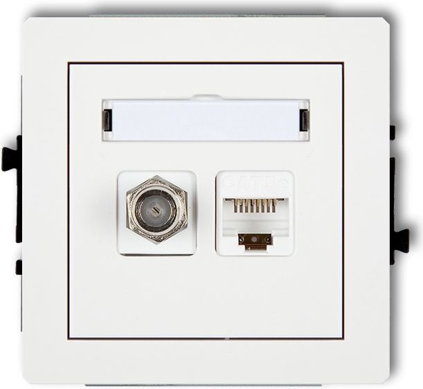 Karlik Gniazdo antenowe pojedyncze SAT + gniazda komputerowe pojedyncze 1xRJ45 biały (DGFK)