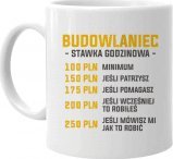 Koszulkowy Budowlaniec - stawka godzinowa - kubek na prezent dla budowlańca