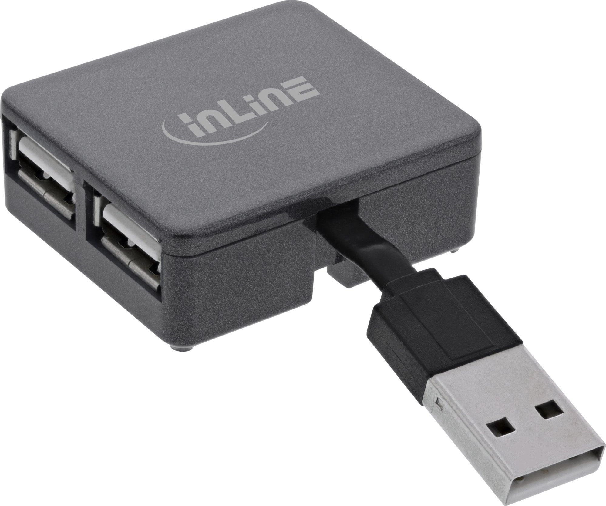 InLine InLine® USB 2.0 4-Port Hub, USB-A male to 4x USB-A female, black, 4cm, slim design