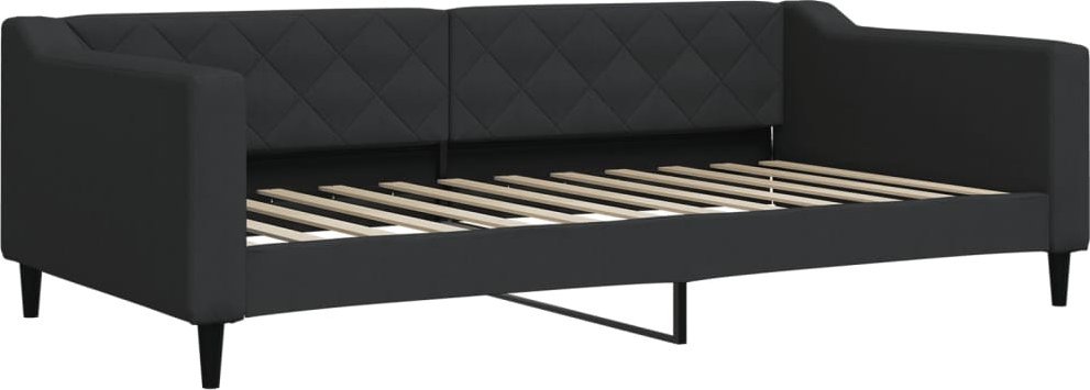 Sofa z funkcją spania, czarna, 100x200 cm, obita tkaniną