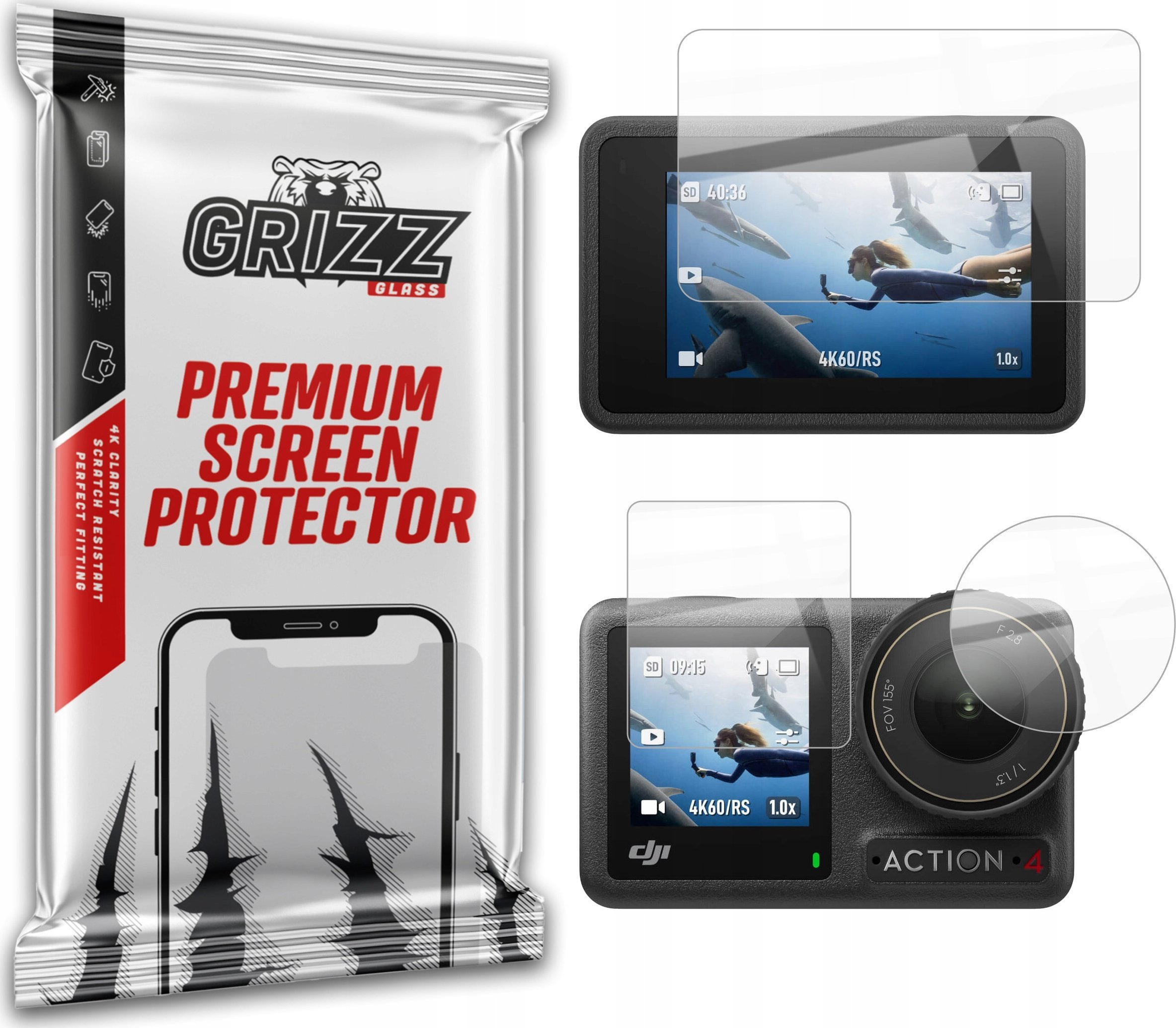 GrizzGlass Folia ceramiczna GrizzGlass CeramicFilm do DJI Osmo Action 4