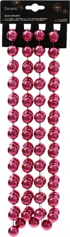 Kaemingk Łańcuch na choinkę z perełek różowych koralików 2,7m