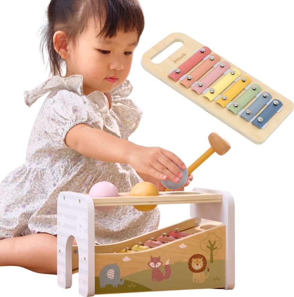 VIGA Drewniany Zestaw Wybijanka + Cymbałki Ksylofon 2w1