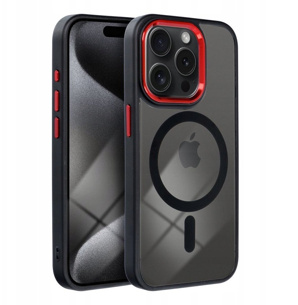 Futerał COLOR EDGE MAG COVER kompatybilny z MagSafe do IPHONE 17 Air czarno czerwony