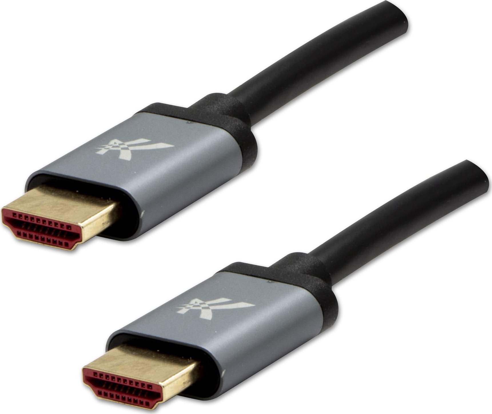 Video Kabel HDMI M - HDMI M, HDMI 2.1 - Ultra High Speed, 2m, pozłacane złącza, aluminiowa obudowa,, szary, Logo 8K@60Hz, 48Gb/s