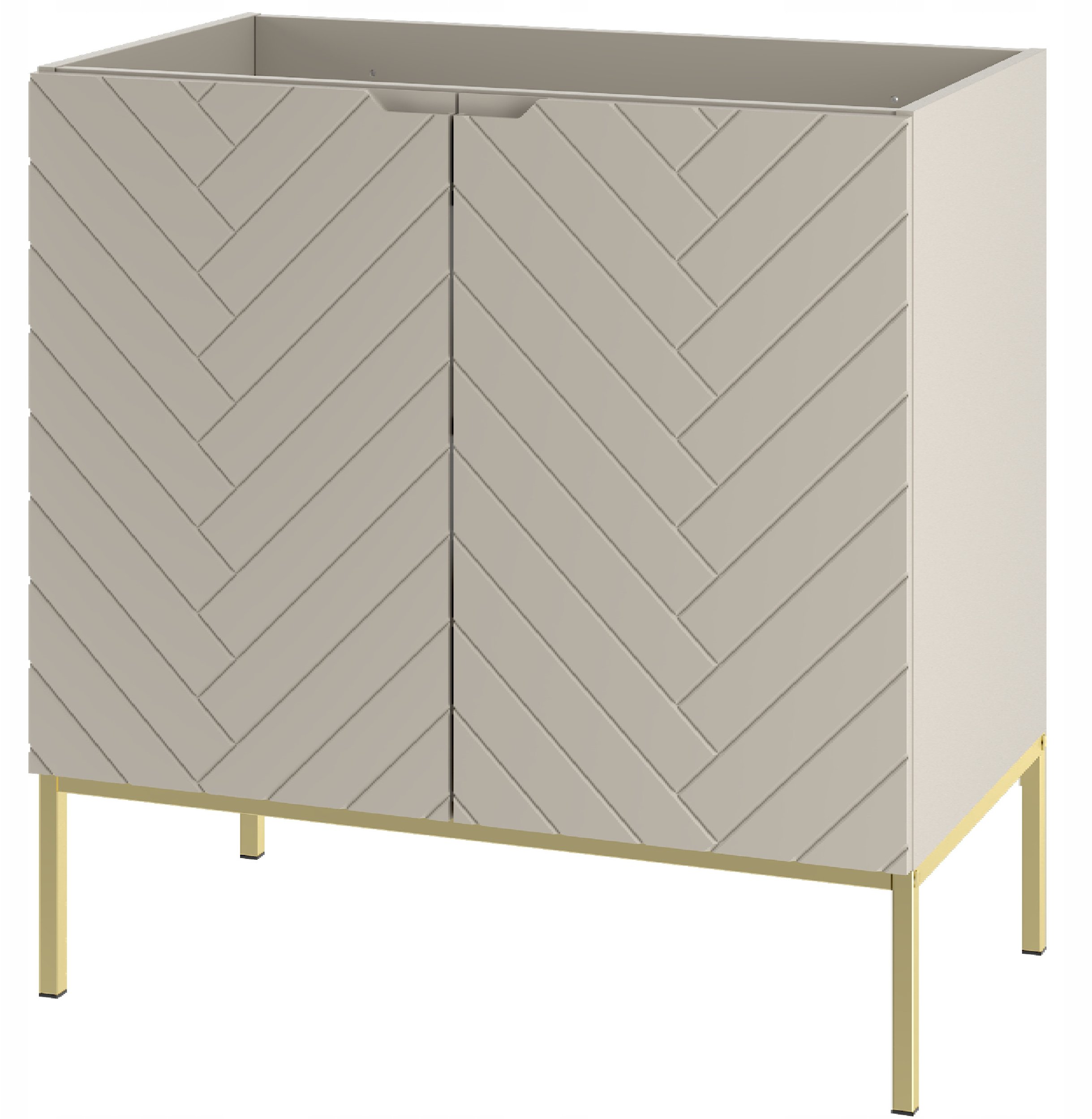 Kaszmirowa ryflowana szafka pod umywalkę 80 cm ASPEN-08 złote nóżki