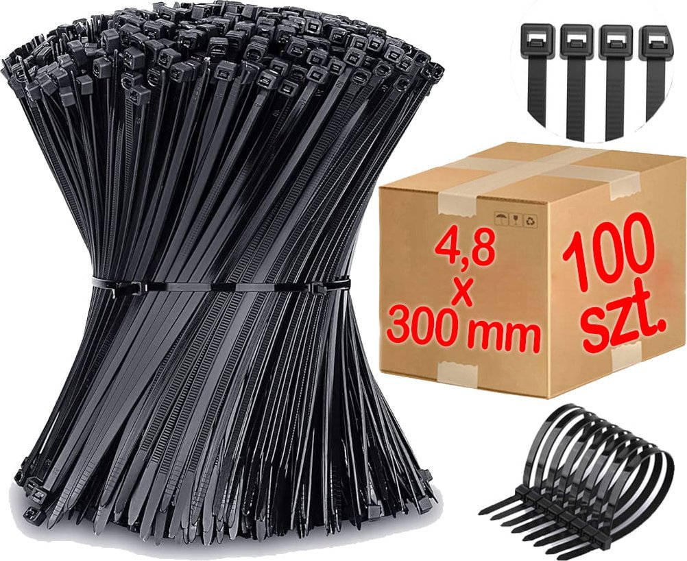 Pako Opaski Zaciskowe Trytki 4,8 x 300 mm - 100 szt.