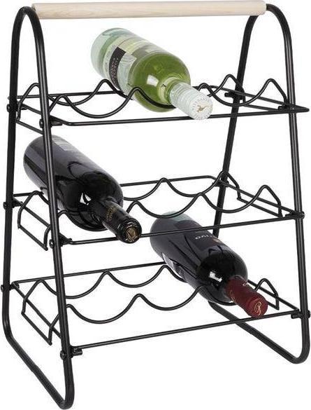 Trends4You Stojak metalowy czarny wino regał szafka półka na wina 9 butelek 33x29x46 cm