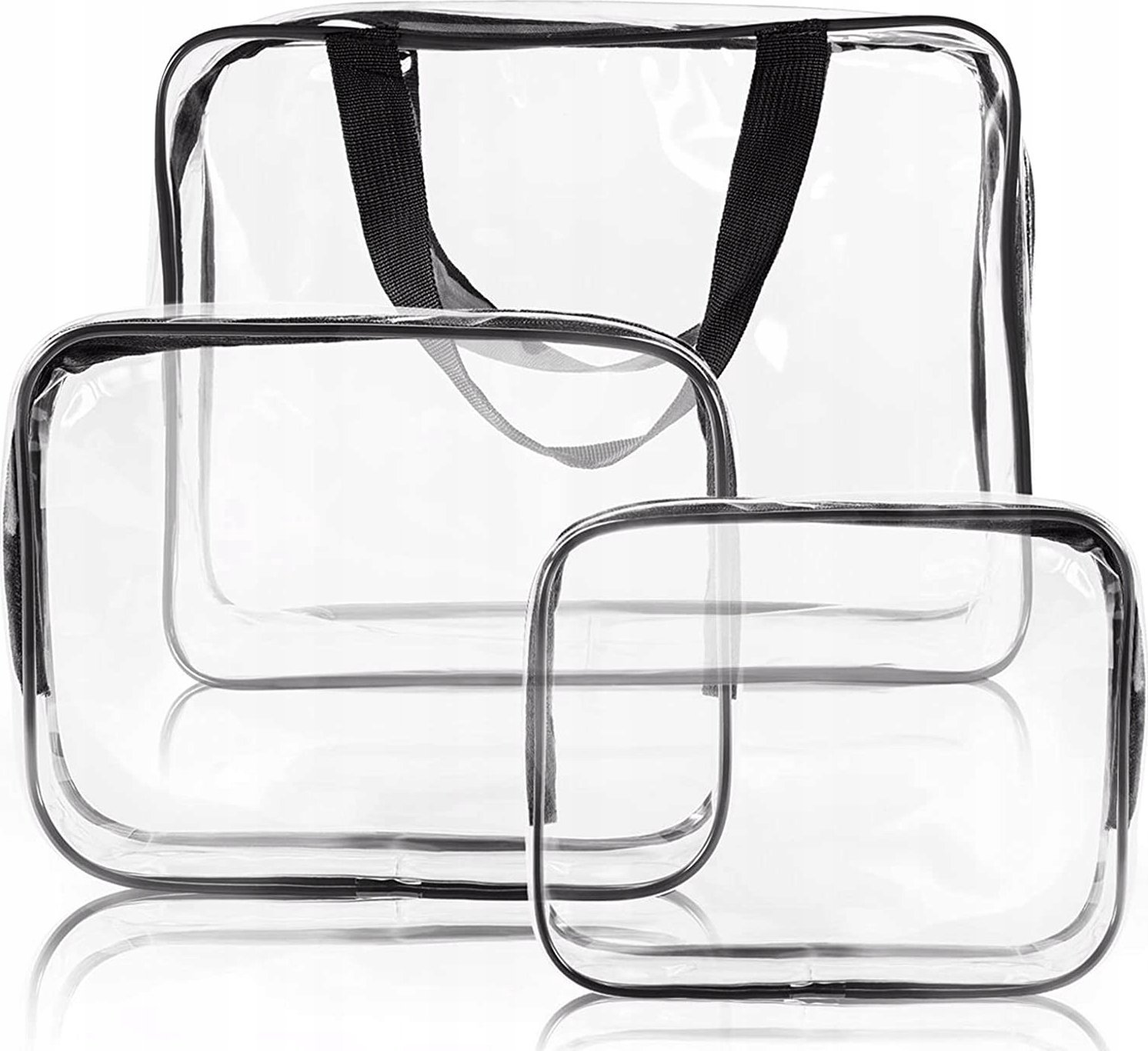 Korbi KOSMETYCZKA PODRÓŻNA MESKA DAMSKA PRZEZROCZYSTA TRANSPARENTNA ORGANIZER x3