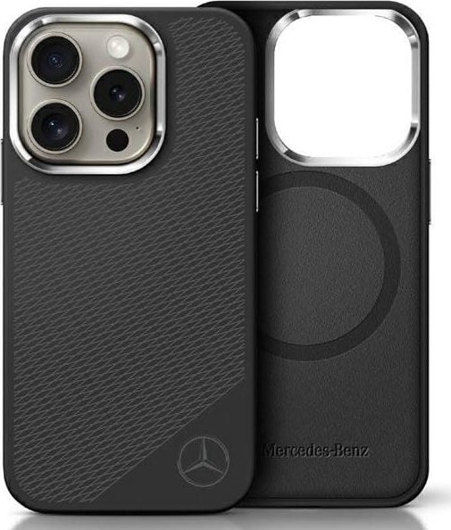 Mercedes Mercedes MEHMP16L23SUGDK iPhone 16 Pro 6.3" black/black hardcase Silicone Tonal Logo Wood Pattern MagSafe