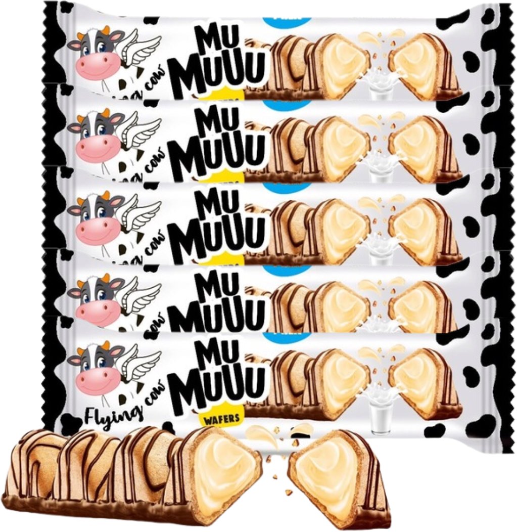 ABK Publications Mu Muuu Batonik waflowy z mlecznym nadzieniem 22 g x 5 sztuk