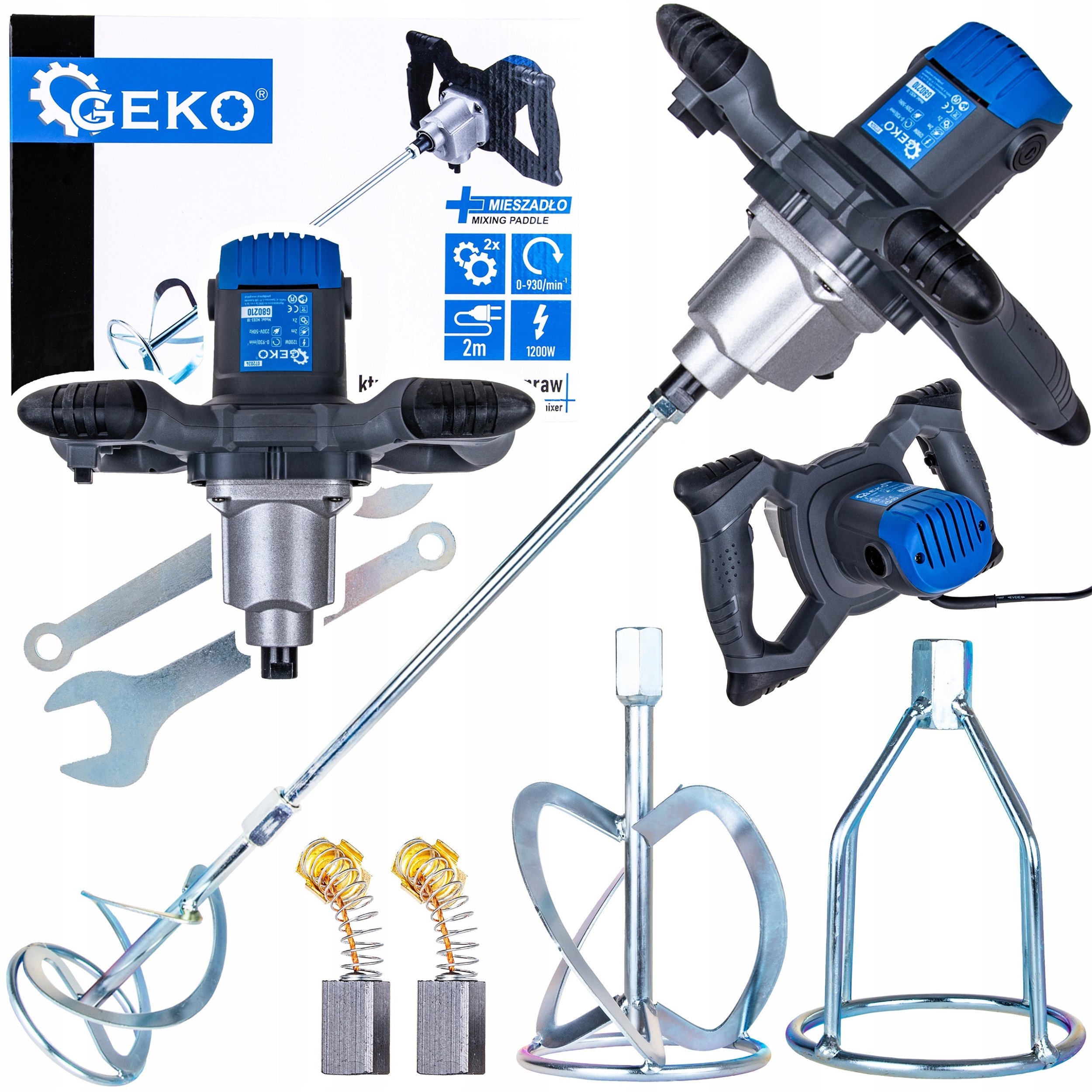 Mieszadło elektryczne do farb i zapraw 1200W 2biegi z dodatkowym mieszadłem (4)