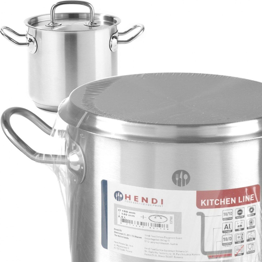 Hendi Garnek wysoki Kitchen Line z pokrywką 2,8 l śr. 160 x 140 h - Hendi 837108