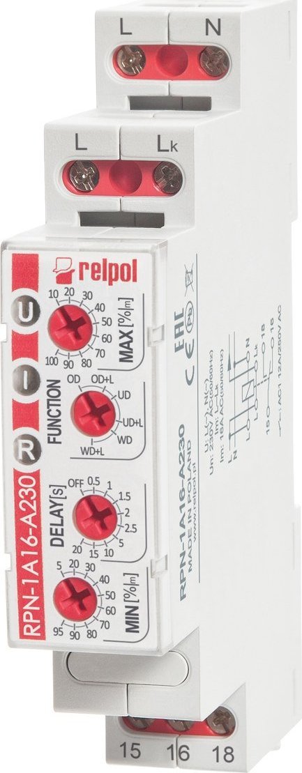 Relpol Przekaźniki nadzorczy 1-fazowy 230V AC 16A 1P 50/60Hz RPN-1A16-A230 864369