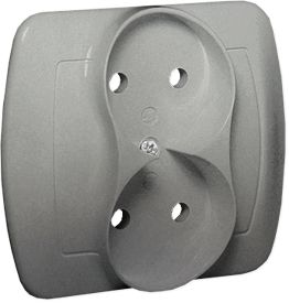 Kontakt-Simon Gniazdo podwójne Simon Akord bez uziemienia 16A aluminiowy (AG2/26)